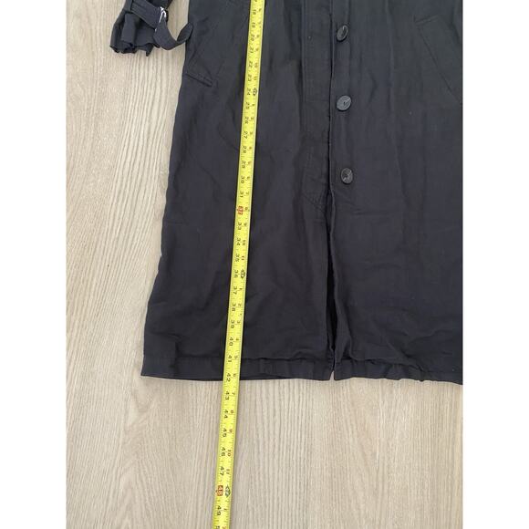 & Other Stories Women Black Trench Coat Sz 0 Linen Blend Lightweight Old Money - Picture 16 of 16